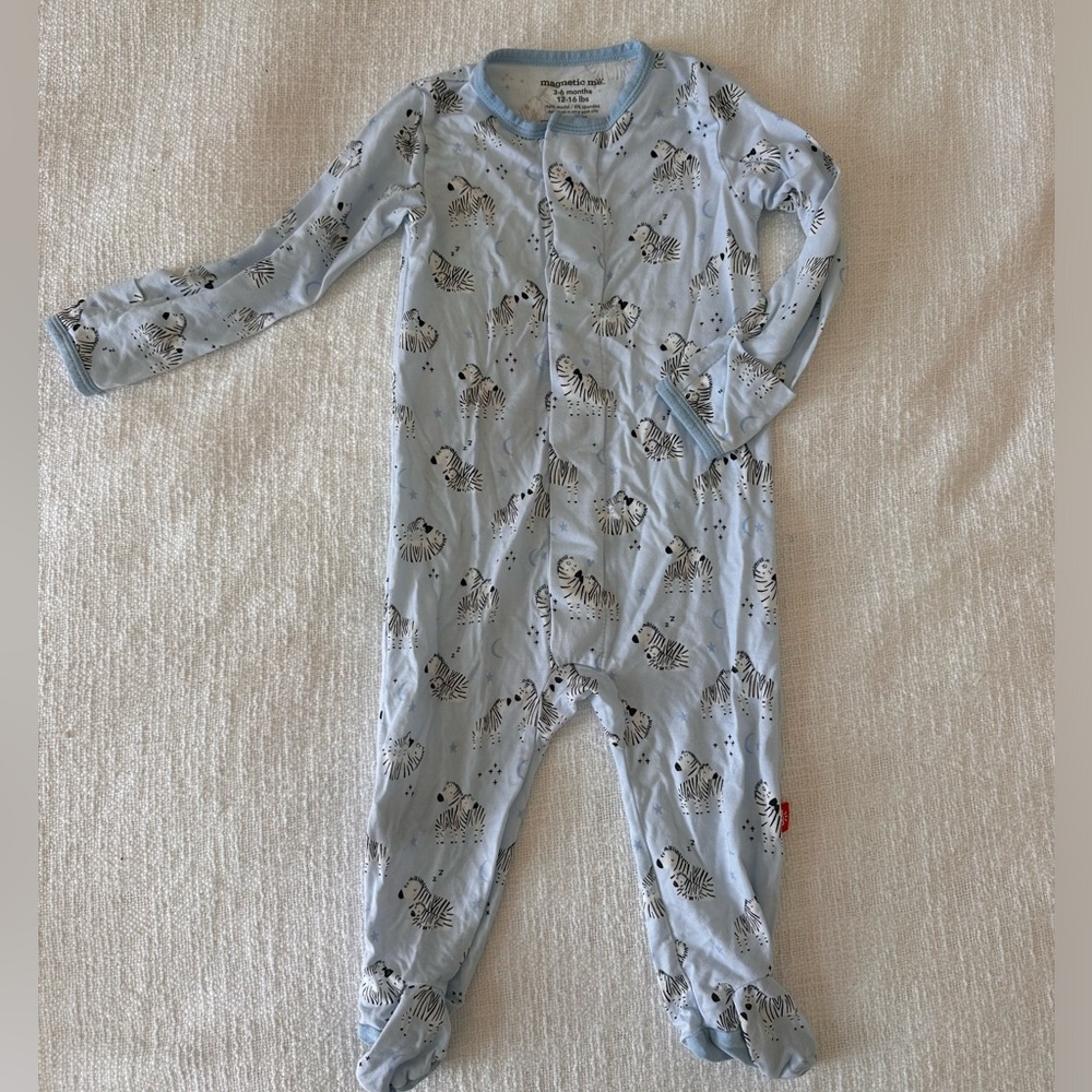 Magnetic me footies multi zebra. 3-6 months never been worn washed once